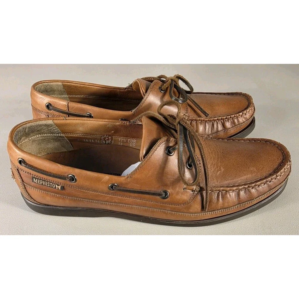 Mephisto Spinnaker Air-Relax Boat Shoes Mens 13 Brown Leather Casual Comfort